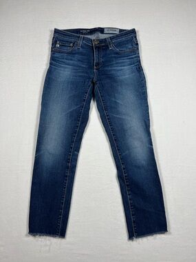 Ag Adriano Goldschmied The Prima Crop Cigarette Leg Blue Jeans Womens Size 25